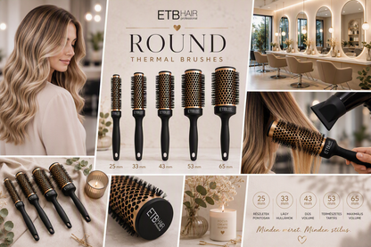 ETB Hair Professzionális Körkefe Kerámia Bevonattal és Hőálló, Antisztatikus Sörtékkel – 53 mm