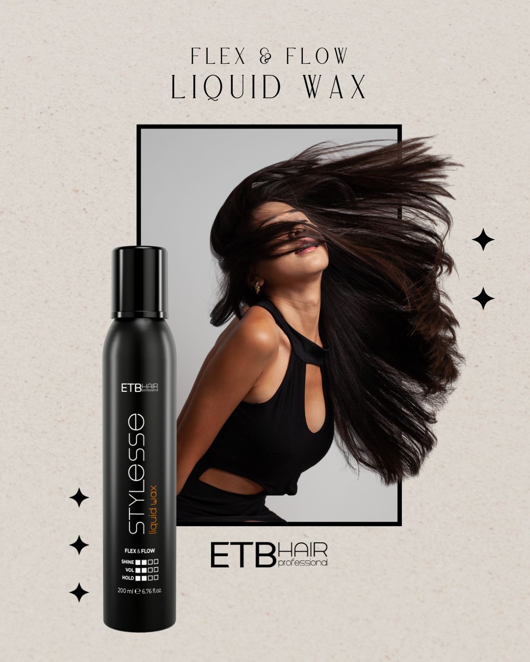 ETB Hair Stylesse Flex & Flow Premium Liquid Wax, 200 ml