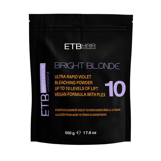 ETB Hair Professional Bright Blonde Szőkítőpor Plex formulával, Lila, 10 Szint Világosítással, Vegán formula, 500 g