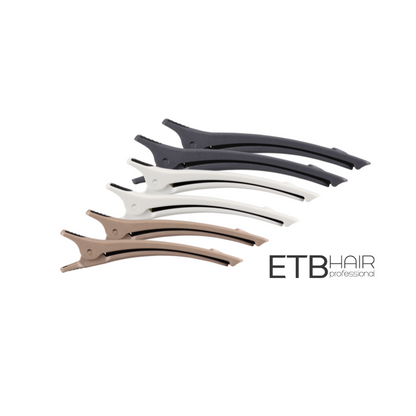 ETB HAIR PREMIUM PROFESSIONAL STALL HAIR CLIP, BLACK, MATT, 12.2 CM (6 PCS)